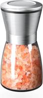 chihee pepper shakers mill salt and pepper grinder: stainless steel coarseness adjustable salt grinders and pepper mill, clear glass bottom, refillable with dust-proof lid, ideal for kitchen dining logo