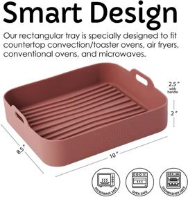 img 3 attached to Premium Silicone Toaster Oven Pan Tray - MoLIDE | Food Safe, Reusable Basket for Air Fryer & Convection Ovenware Accessories | Easy Cleaning, Dishwasher Safe | 10''x8.5''x2.5'' | Wine