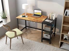 img 1 attached to 💻 CubiCubi Computer Desk, 40-inch Small Writing Table with Storage Shelves, Modern PC Desk with Splice Board - Brown/Black