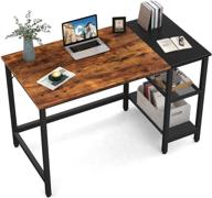 💻 cubicubi computer desk, 40-inch small writing table with storage shelves, modern pc desk with splice board - brown/black logo