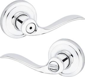 img 4 attached to Kwikset Tustin Privacy Door Handle Lever with Traditional Wave Design for Home Bedroom or Bathroom – Polished Chrome Finish