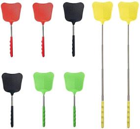 img 4 attached to 🪰 Extendable Fly Swatters Pack - Durable Plastic & Stainless Steel Handle for Indoor/Outdoor Use in Classroom and Mosquito Swatting