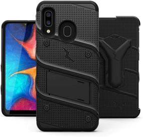 img 3 attached to 📱 ZIZO Bolt Series for Samsung Galaxy A20 Case: Heavy-Duty Military-Grade Drop Protection with Kickstand, Belt Clip Holster, and Tempered Glass - Black