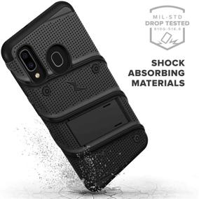 img 1 attached to 📱 ZIZO Bolt Series for Samsung Galaxy A20 Case: Heavy-Duty Military-Grade Drop Protection with Kickstand, Belt Clip Holster, and Tempered Glass - Black