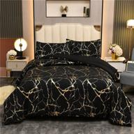 🌟 holawakaka gold metallic marble comforter set - full/queen size foil print glitter bedding set in black/gold - luxurious and stylish logo