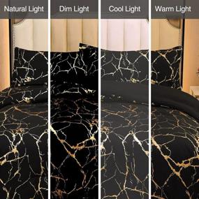 img 3 attached to 🌟 Holawakaka Gold Metallic Marble Comforter Set - Full/Queen Size Foil Print Glitter Bedding Set in Black/Gold - Luxurious and Stylish