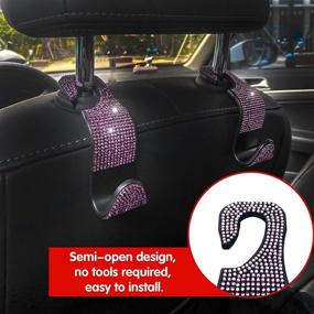 img 3 attached to LivTee Crystal Bling Rhinestone Car Back Seat Headrest Hooks Interior Accessories