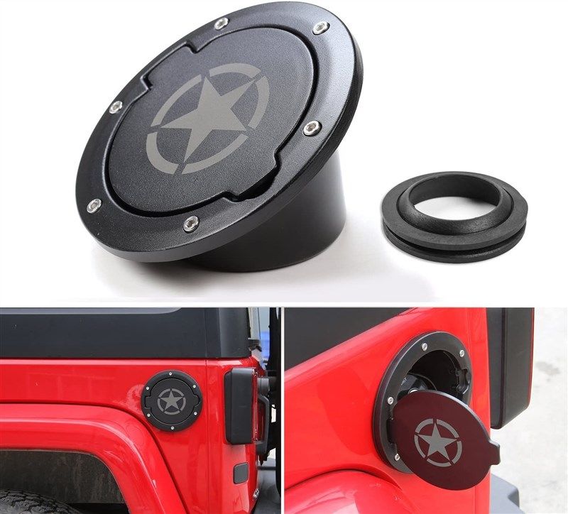 rt-tcz fuel filler door gas tank cap cover accessories for 2007-2017 jeep wrangler jk &amp exterior accessories 로고