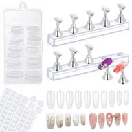 💅 silver acrylic nail holder stands - flasoo magnetic press on nail practice set with nail tip holders, crystal bases, clear fake nails, and reusable adhesive putty logo