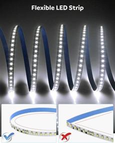 img 1 attached to 🔌 Aclorol LED Strip Lights - Daylight White 6000k, 65.6FT, 2835 SMD, 20M, 120leds/M, 24V, Long Flexible Rope Strip Commercial Grade Lights for Kitchen, Hallways, Stairs, Under Cabinet Lighting, LED Wall