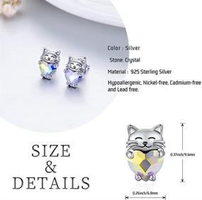 img 3 attached to 🐱 925 Sterling Silver Cat Earrings - Adorable Animal Kitten Studs, Ideal Jewelry Gifts for Women and Girls with Sensitive Ears - Hypoallergenic and Stylish