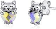 🐱 925 sterling silver cat earrings - adorable animal kitten studs, ideal jewelry gifts for women and girls with sensitive ears - hypoallergenic and stylish logo