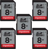 📸 gigastone 8gb 5-pack sd card uhs-i u1 class 10 sdhc memory card - full hd video compatibility with canon, nikon, sony, pentax, kodak, olympus, panasonic digital cameras logo