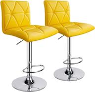 🪑 yellow hydraulic square back diagonal line adjustable bar stools set - leader accessories (pack of 2) logo