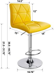 img 3 attached to 🪑 Yellow Hydraulic Square Back Diagonal Line Adjustable Bar Stools Set - Leader Accessories (Pack of 2)