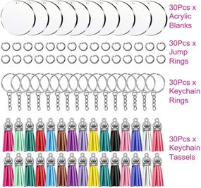 img 3 attached to Bulk Set of 120 Acrylic Keychain Blanks with Tassels Making Kit - Includes 30 Clear Blanks, 30 Tassels, 30 Key Chain Rings, and 30 Jump Rings for DIY Crafts and Projects