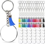 bulk set of 120 acrylic keychain blanks with tassels making kit - includes 30 clear blanks, 30 tassels, 30 key chain rings, and 30 jump rings for diy crafts and projects logo