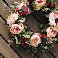 🌸 artificial peony floral wreath for front door - 15" - 16" door decorations wall decor+ логотип