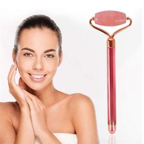 img 4 attached to Eximius Power Rose Quartz Vibrating Facial Jade Derma Roller & Massager: Detoxify and Rejuvenate Skin for a Glowing Complexion