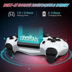 img 2 attached to Wireless Controller for Playstation 4/Pro/Slim/PC, Gamepad Joystick Remote for PS4 Console - UTAWO with 1000mAh/Built-in Dual Vibration/6-axis Gyro Sensor/Speaker/Audio Jack (White)