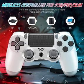 img 3 attached to Wireless Controller for Playstation 4/Pro/Slim/PC, Gamepad Joystick Remote for PS4 Console - UTAWO with 1000mAh/Built-in Dual Vibration/6-axis Gyro Sensor/Speaker/Audio Jack (White)