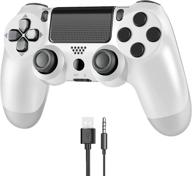 wireless controller for playstation 4/pro/slim/pc, gamepad joystick remote for ps4 console - utawo with 1000mah/built-in dual vibration/6-axis gyro sensor/speaker/audio jack (white) logo