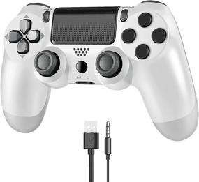img 4 attached to Wireless Controller for Playstation 4/Pro/Slim/PC, Gamepad Joystick Remote for PS4 Console - UTAWO with 1000mAh/Built-in Dual Vibration/6-axis Gyro Sensor/Speaker/Audio Jack (White)