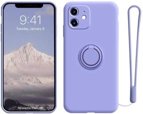 img 4 attached to Silicone Rubber IPhone 11 Case With Finger Ring Holder Full Body Protection With Hand Strap Support Car Mount (Lilac Purple)