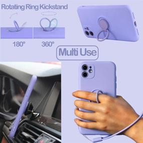 img 3 attached to Silicone Rubber IPhone 11 Case With Finger Ring Holder Full Body Protection With Hand Strap Support Car Mount (Lilac Purple)