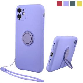 img 1 attached to Silicone Rubber IPhone 11 Case With Finger Ring Holder Full Body Protection With Hand Strap Support Car Mount (Lilac Purple)