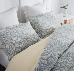 img 2 attached to 🛌 SLEEPBELLA King Size Duvet Cover Set: Luxurious Botanical Pattern with Khaki Embroidered Flange and Premium Cotton Reversible Bedding Set - Beige & Bluish Grey