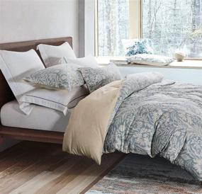 img 3 attached to 🛌 SLEEPBELLA King Size Duvet Cover Set: Luxurious Botanical Pattern with Khaki Embroidered Flange and Premium Cotton Reversible Bedding Set - Beige & Bluish Grey