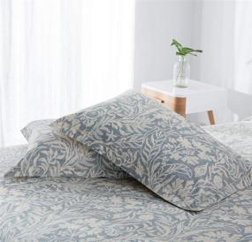 img 1 attached to 🛌 SLEEPBELLA King Size Duvet Cover Set: Luxurious Botanical Pattern with Khaki Embroidered Flange and Premium Cotton Reversible Bedding Set - Beige & Bluish Grey