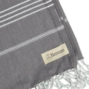 img 1 attached to 🧡 Bersuse XL 100% Cotton Anatolia Turkish Towel Throw Blanket - Anthracite, 61 x 82 inches