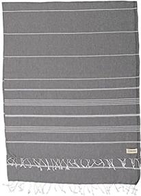 img 2 attached to 🧡 Bersuse XL 100% Cotton Anatolia Turkish Towel Throw Blanket - Anthracite, 61 x 82 inches