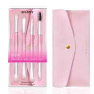 🎀 beasofee pink dual ended eyeshadow brush set for even & precise makeup blending - portable eye powder foundation brush kit with eyeliner brushes and eye brow shaping tool logo