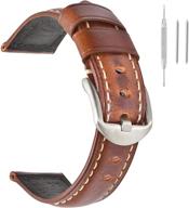 timeless charm: eache vintage leather watch band in oil wax & discolored litchi grain | genuine leather replacement watch strap for men & women | available in various sizes 18mm-24mm logo