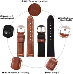 img 2 attached to Timeless Charm: EACHE Vintage Leather Watch Band in Oil Wax & Discolored Litchi Grain | Genuine Leather Replacement Watch Strap for Men & Women | Available in Various Sizes 18mm-24mm