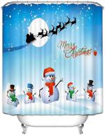 🎄 christmas shower curtain set: funny waterproof bathroom decor, blue shower curtain with hooks for christmas decoration - 72"x72 logo