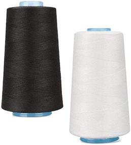 img 4 attached to 🧵 Polyester Sewing Thread for Sewing Machine & Hand Sewing - 2 Pack of White and Black, All-Purpose Cone Thread Spool with 3000 Yards per Spool