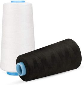 img 1 attached to 🧵 Polyester Sewing Thread for Sewing Machine & Hand Sewing - 2 Pack of White and Black, All-Purpose Cone Thread Spool with 3000 Yards per Spool