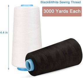 img 3 attached to 🧵 Polyester Sewing Thread for Sewing Machine & Hand Sewing - 2 Pack of White and Black, All-Purpose Cone Thread Spool with 3000 Yards per Spool