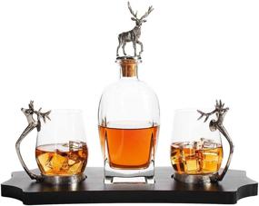 img 3 attached to 🦌 Antler Decanter Set Glasses with Stag Design