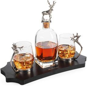 img 2 attached to 🦌 Antler Decanter Set Glasses with Stag Design