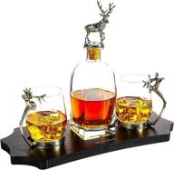 🦌 antler decanter set glasses with stag design logo