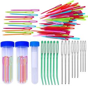 img 4 attached to 🧶 Yarn Needle Set - Large-Eye Blunt & Bent Tapestry Needles, Plastic Sewing Needles for Crafts, Perfect for Crochet Project Finishing