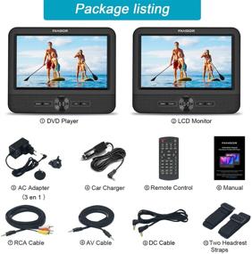 img 2 attached to 📀 FANGOR 7.5 Dual Screen DVD Player for Car - Portable CD Players with 5 Hours Rechargeable Battery, Free Regions, Last Memory, USB/SD Card Reader, AV Out&amp;in (1 Player + 1 Screen) - Enhanced SEO