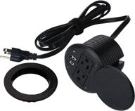 💡 cccei 3 inch desktop grommet power strip with 4a usb ports and 6ft cord - etl listed (black) логотип