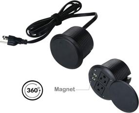 img 2 attached to 💡 CCCEI 3 inch Desktop Grommet Power Strip with 4A USB Ports and 6FT Cord - ETL Listed (Black)