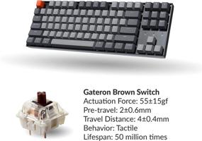 img 3 attached to 🔑 Keychron K8 Беспроводная Bluetooth 5.1/Проводная USB механическая игровая клавиатура - Горячая замена, Тенкейлесс 87 клавиш, белая подсветка LED, переключатель Gateron Brown, N-Key Rollover - для Mac Windows